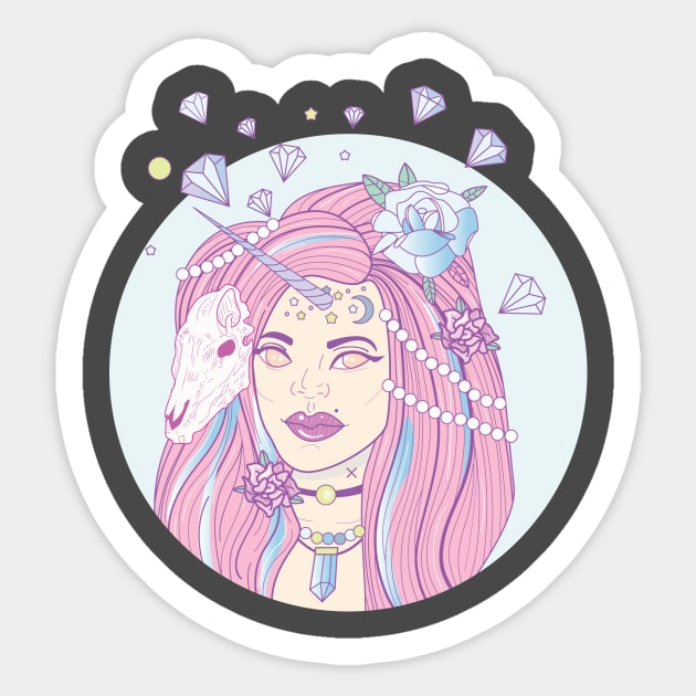 Unicorn Grunge Girl Sticker by LunaElizabeth